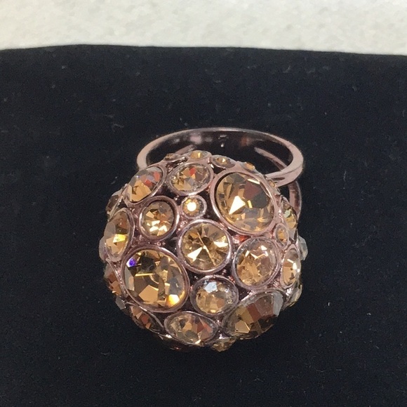 Fossil rhinestone cluster dome bubble bronze ring - Picture 3 of 7